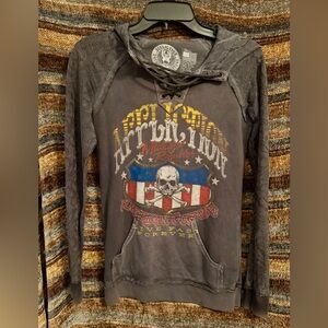 Affliction Black and White Graphic Hoodie